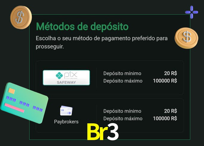 O cassino Br3 oferece uma grande variedade de métodos de pagamento